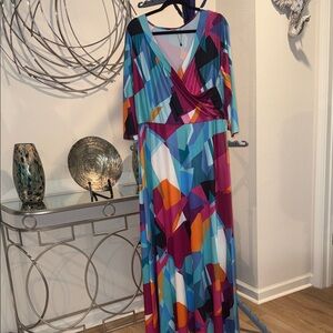 Colorful Geometric Print Maxi Dress